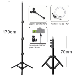 ARO DE LUZ LED RGB 26 CM CON TRÍPODE